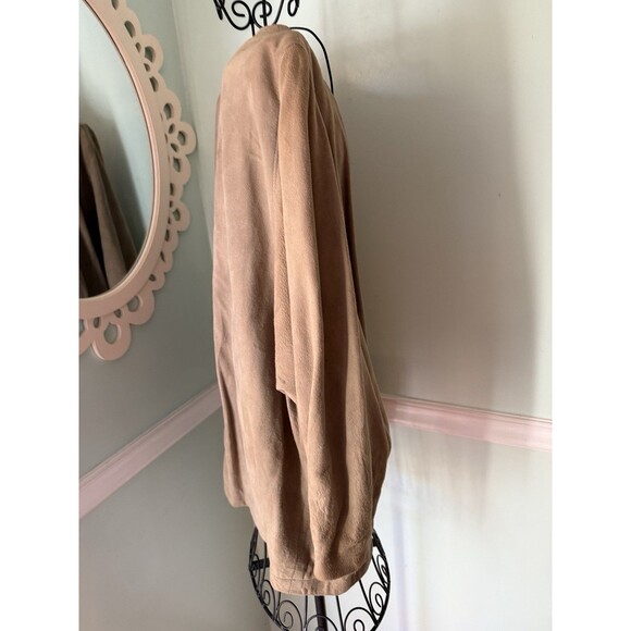 FRENCH CREEK L Womens Tan Jacket Suede Shearling Leather Jacket Coat - Picture 3 of 7